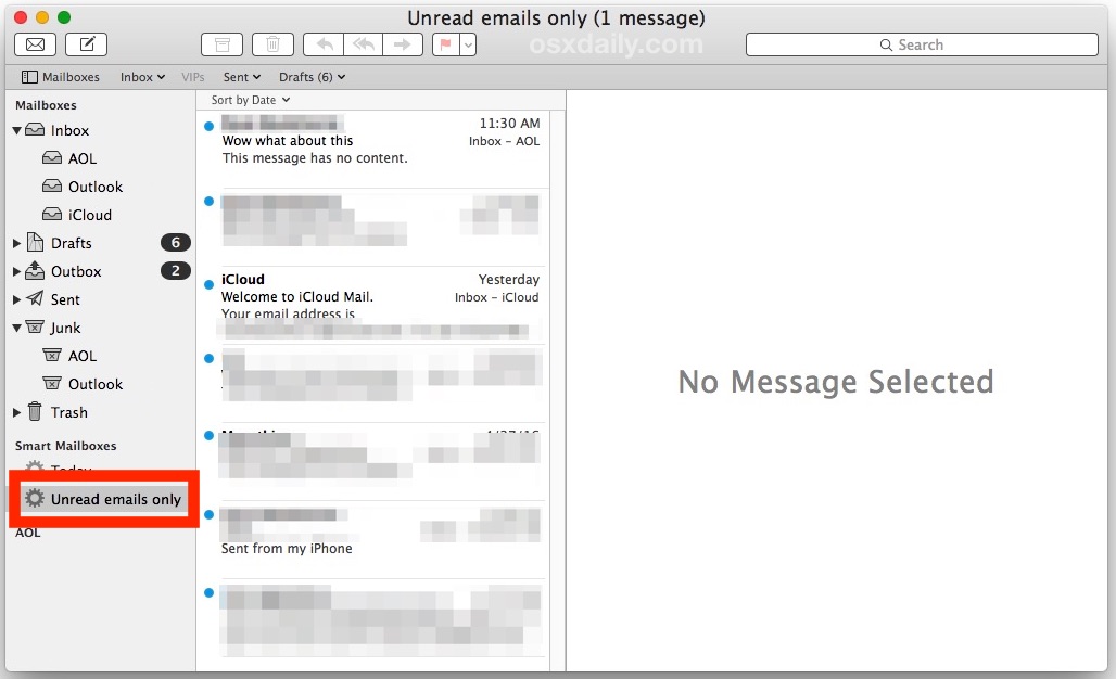 outlook for mac show unread messages count